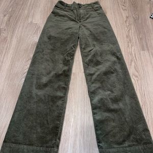 The Colette corduroy wide-leg pant. Maeve by Anthropologie. Color: Dark green